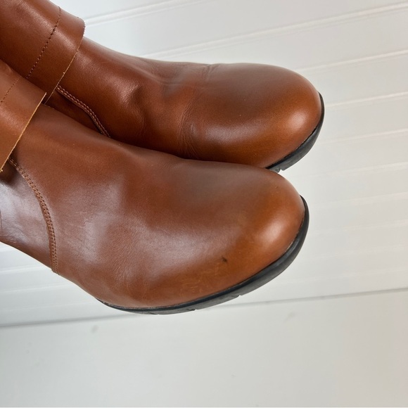 Sanita Maddox Women's 41 /10 Fold Over Wedge Leather Ankle Boots Booties Cognac. - Picture 6 of 11